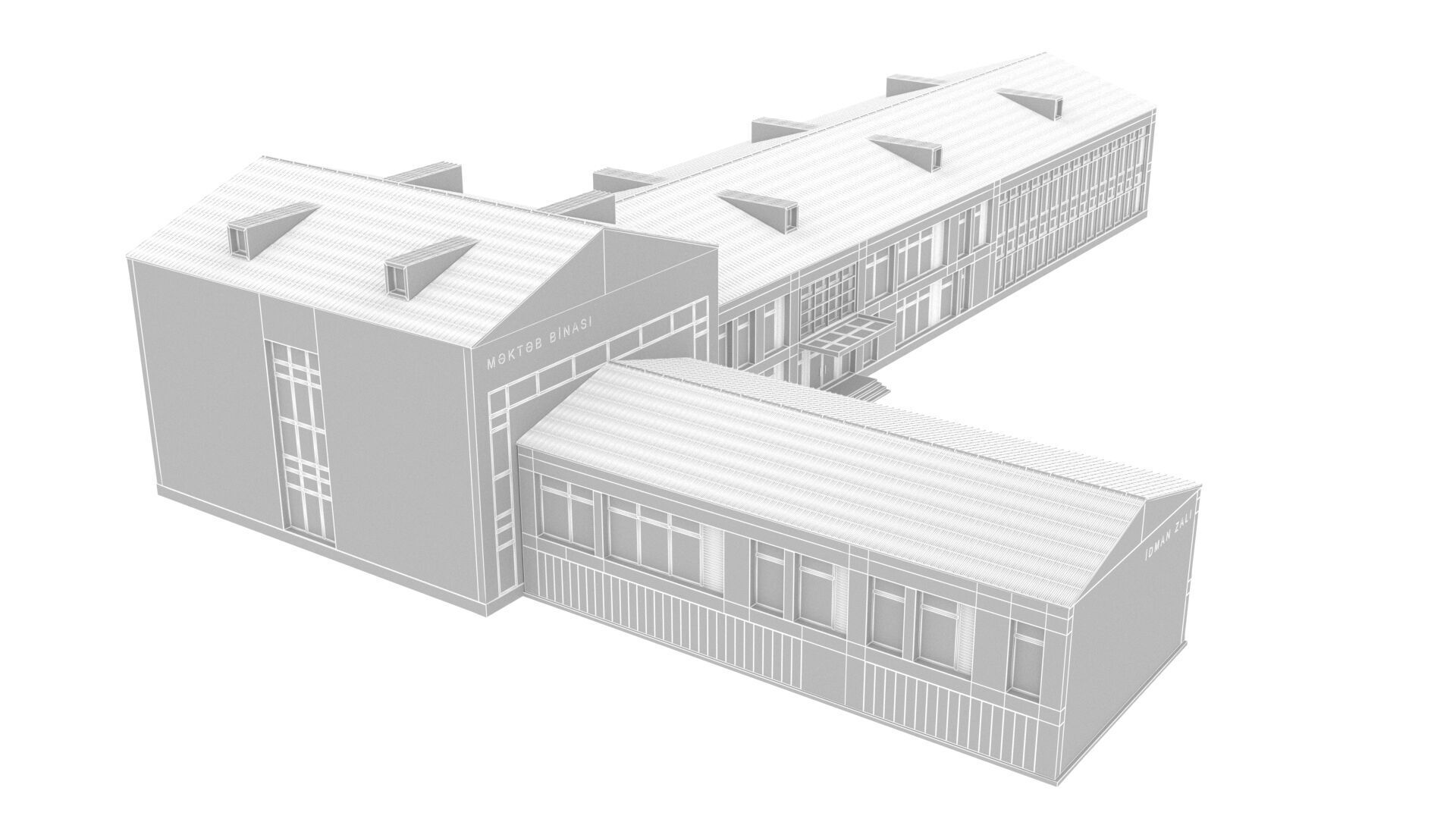 school Low-poly 3D model_16