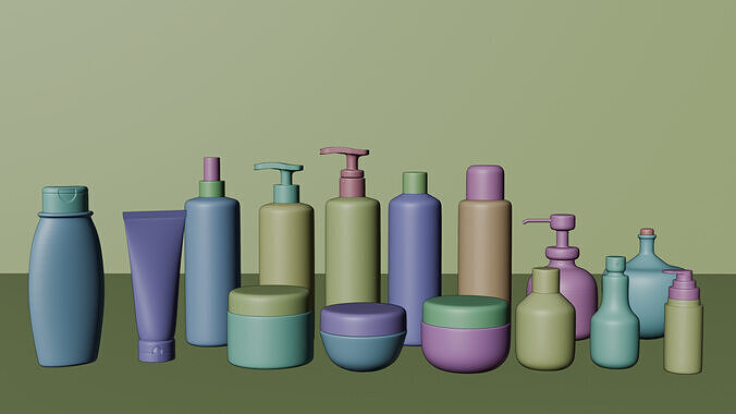 3D Cosmetic Bottle and Jar Collection  Lotion Shampoo Cream Pack 3D model 2