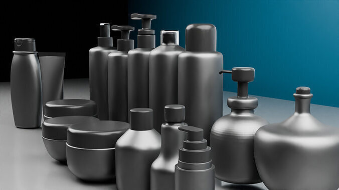 3D Cosmetic Bottle and Jar Collection  Lotion Shampoo Cream Pack 3D model 6