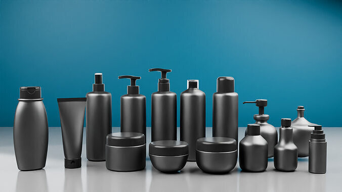 3D Cosmetic Bottle and Jar Collection  Lotion Shampoo Cream Pack 3D model 3