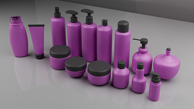 3D Cosmetic Bottle and Jar Collection  Lotion Shampoo Cream Pack 3D model 4