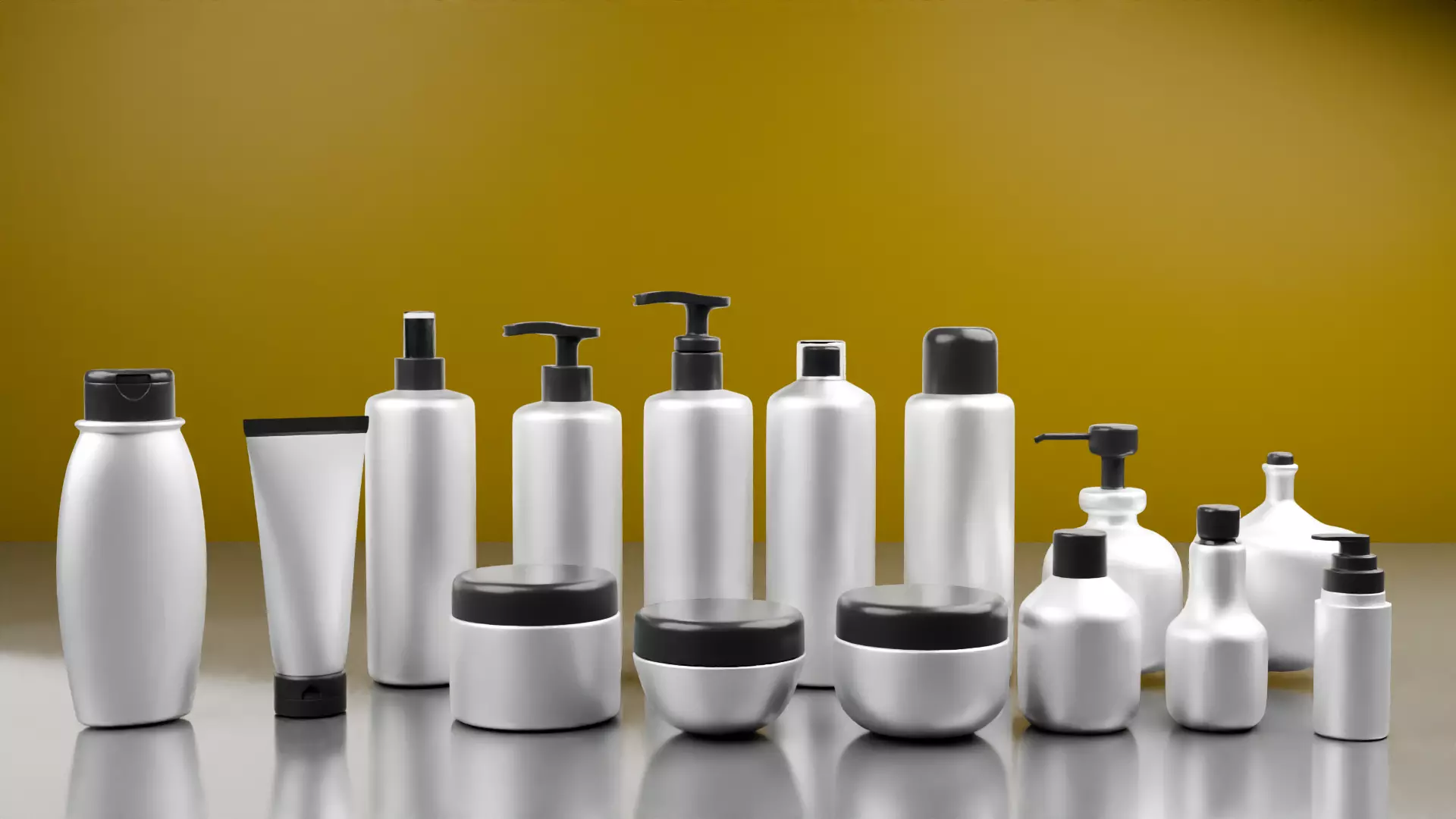 3D Cosmetic Bottle and Jar Collection Lotion Shampoo Cream Pack 3D model