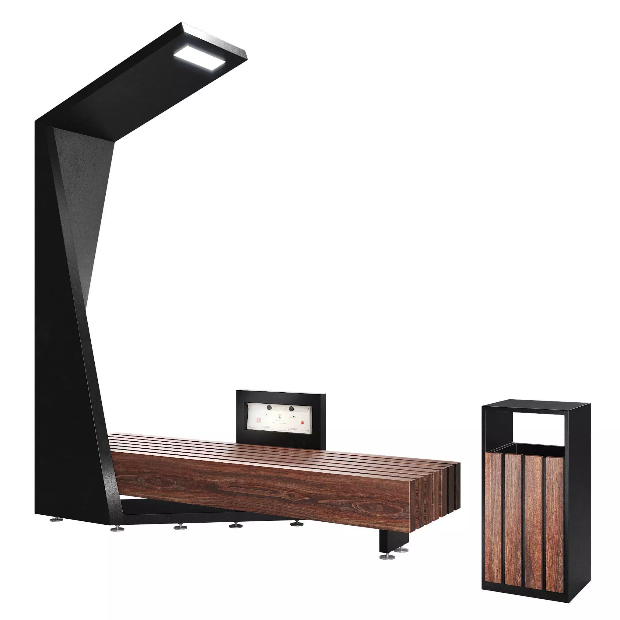 Solar outdoor bench 3D model