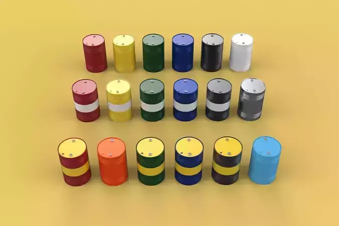 VARIOUS COLOR STACKED FUEL OIL STEEL DRUM GALLON BARREL GAS TANK