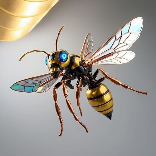 Mechanical Yellow Jacket Wasp Low-poly 3D model