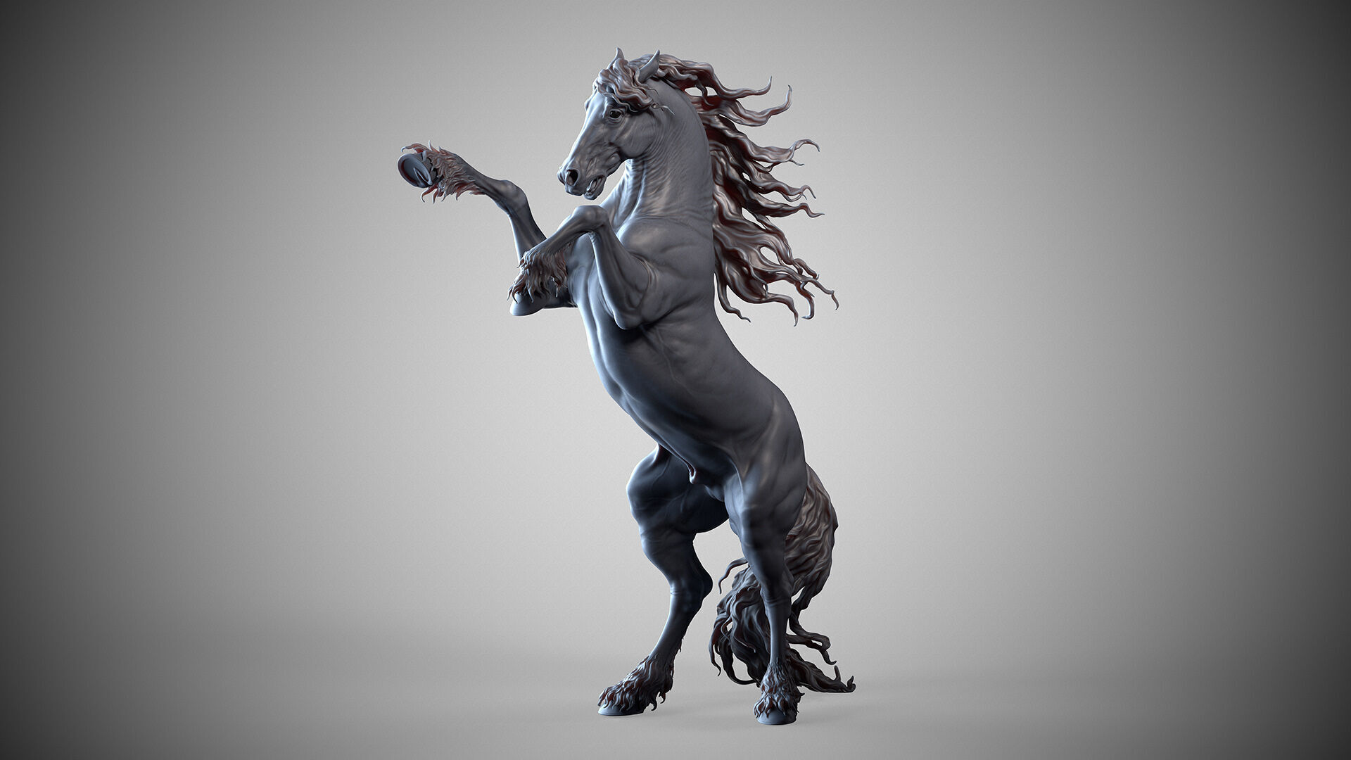 Rearing Friesian horse  - 3D Sculpting 3D print model_10