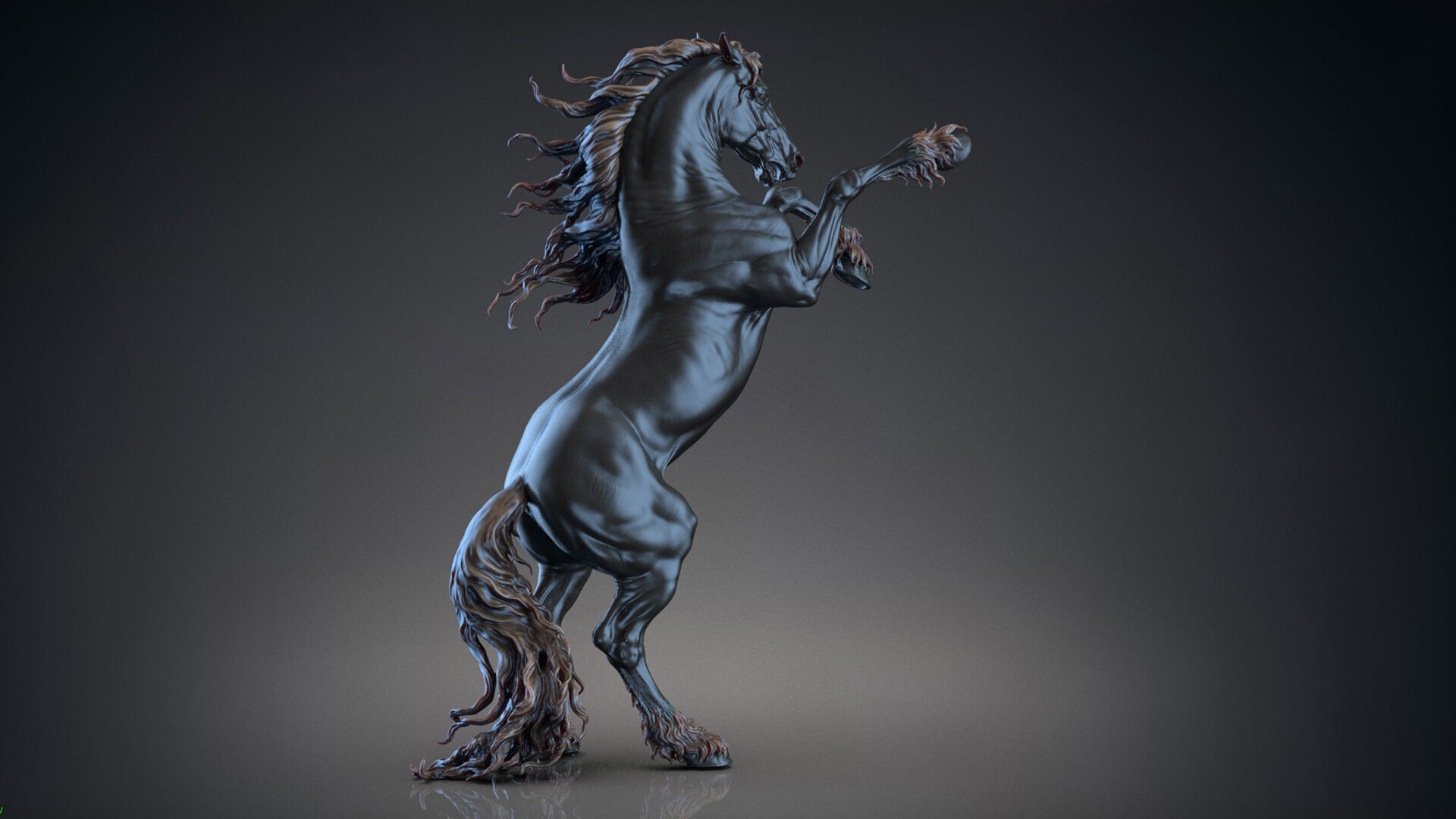 Rearing Friesian horse  - 3D Sculpting 3D print model_15