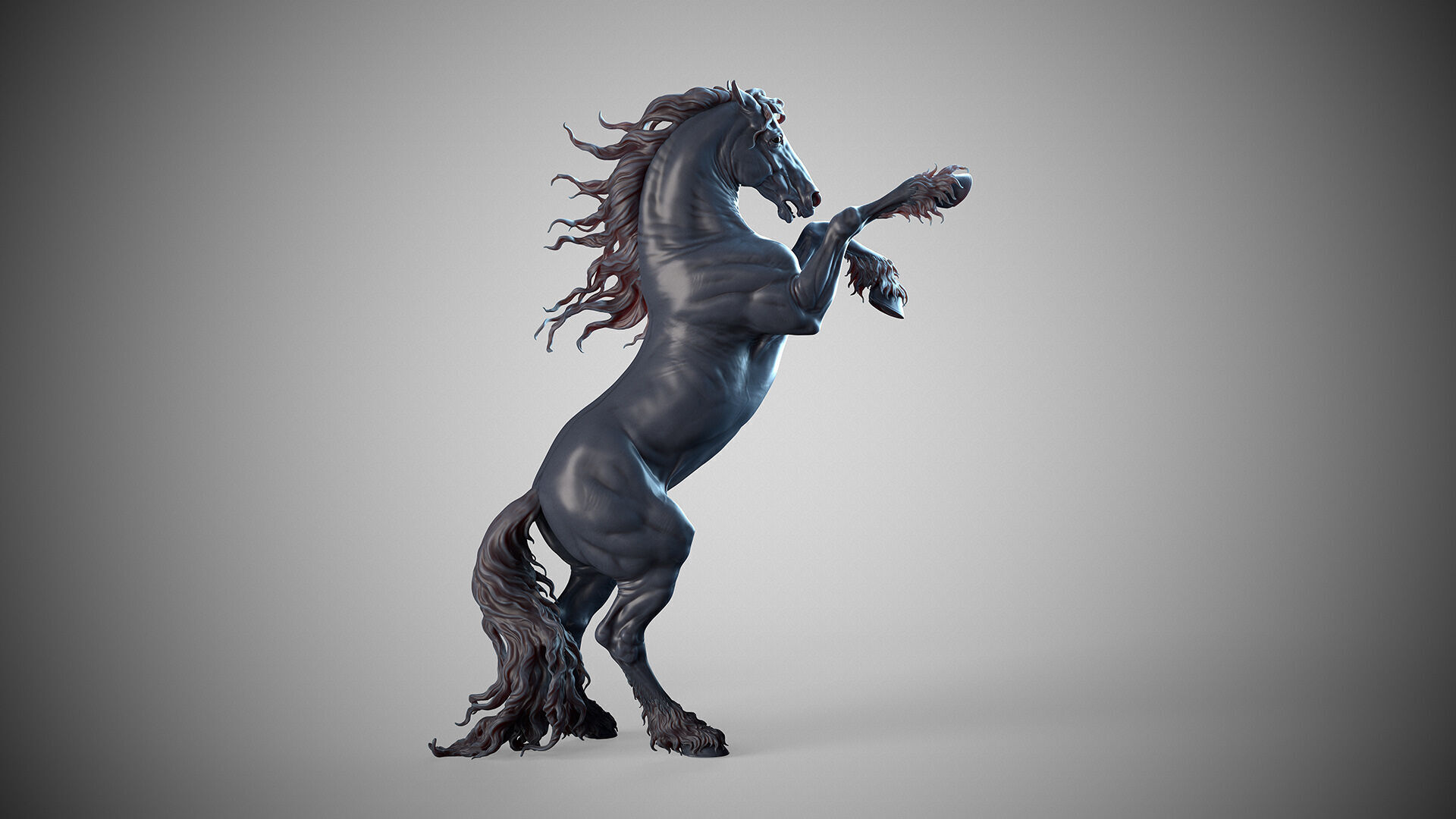 Rearing Friesian horse  - 3D Sculpting 3D print model_9