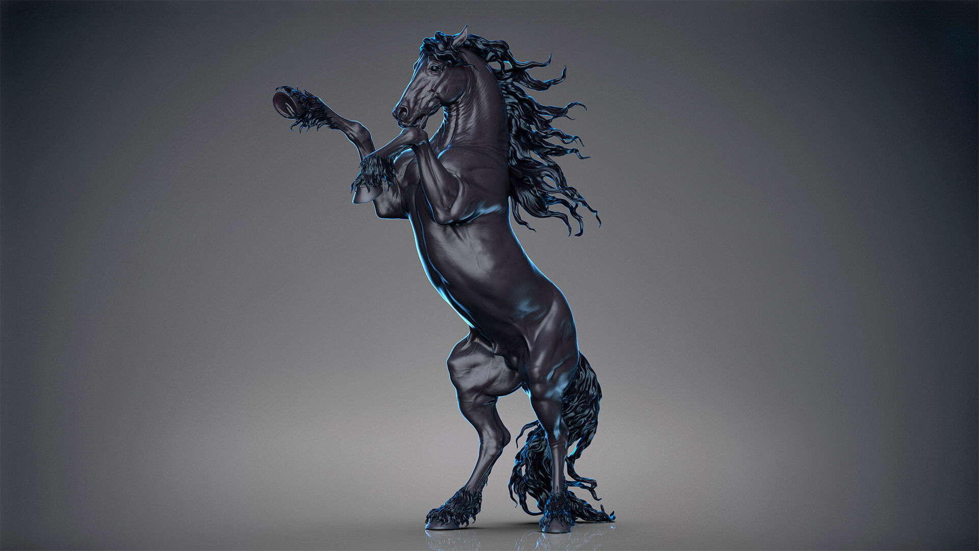 Rearing Friesian horse  - 3D Sculpting 3D print model_21