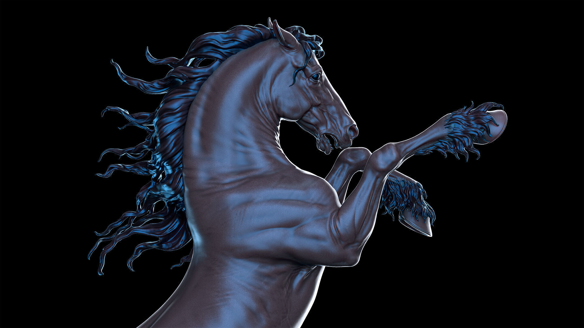 Rearing Friesian horse  - 3D Sculpting 3D print model_18