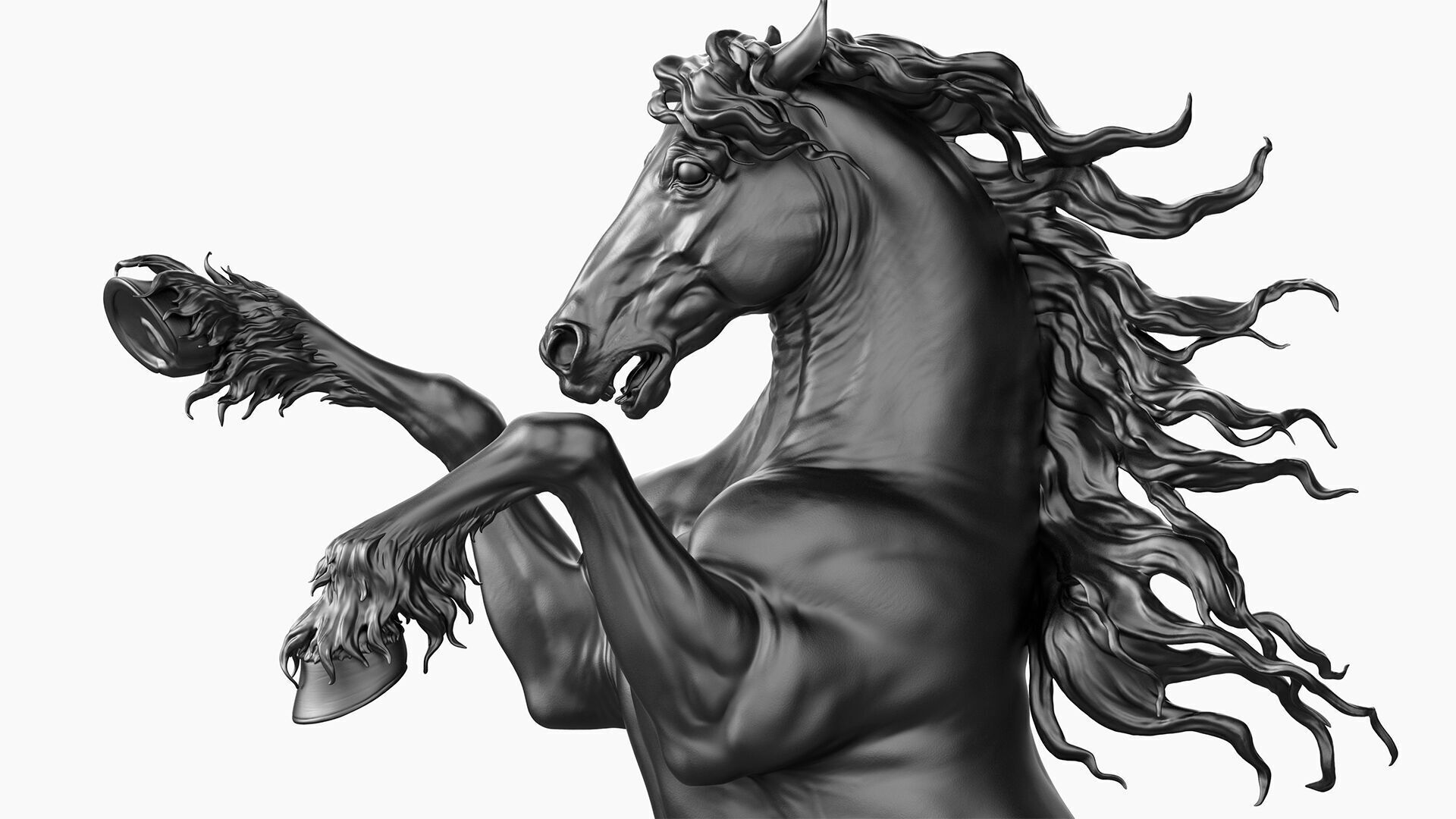 Rearing Friesian horse  - 3D Sculpting 3D print model_11