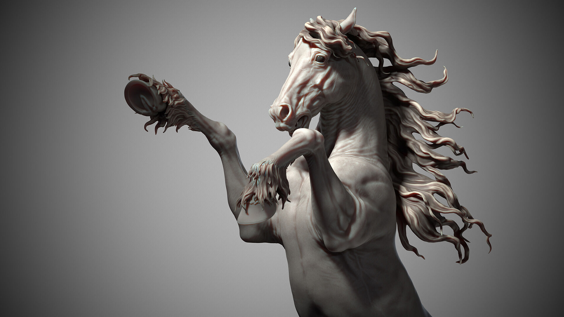 Rearing Friesian horse  - 3D Sculpting 3D print model_3