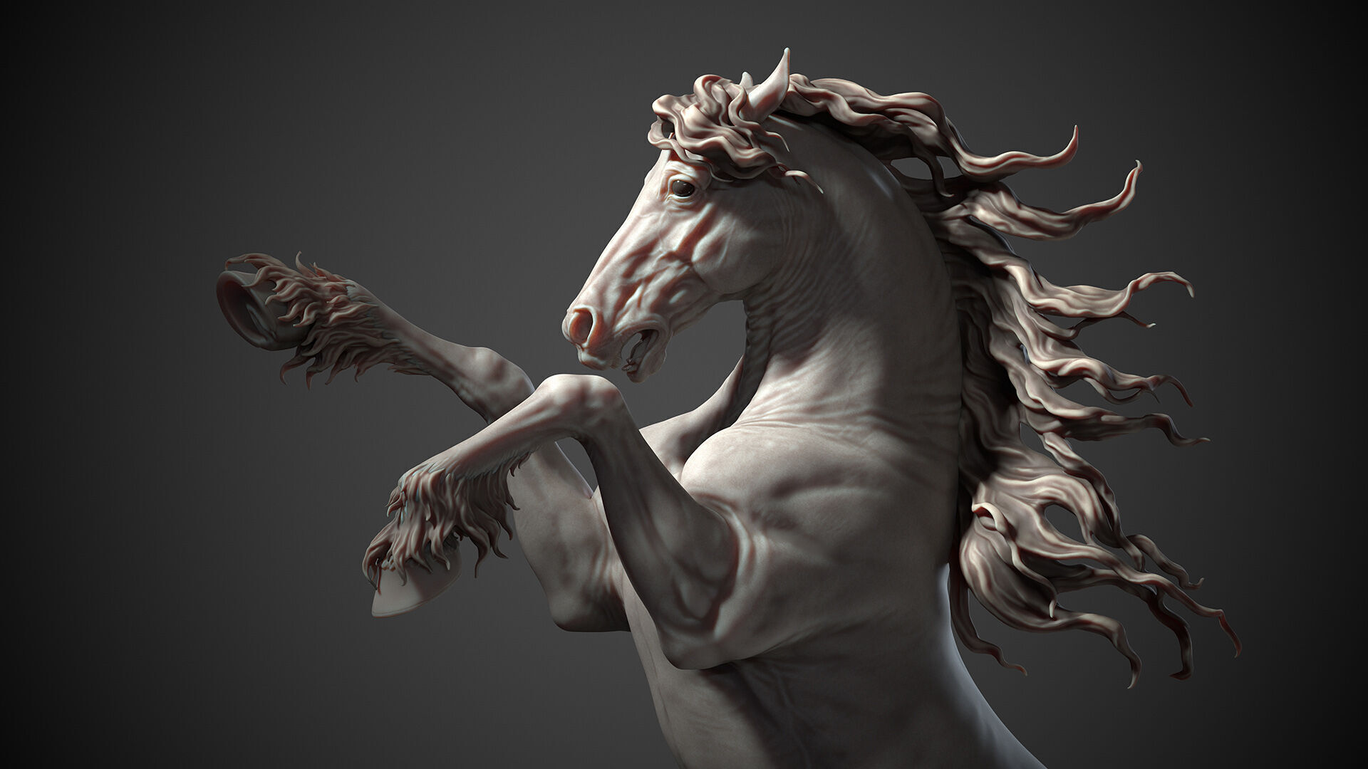 Rearing Friesian horse  - 3D Sculpting 3D print model_2