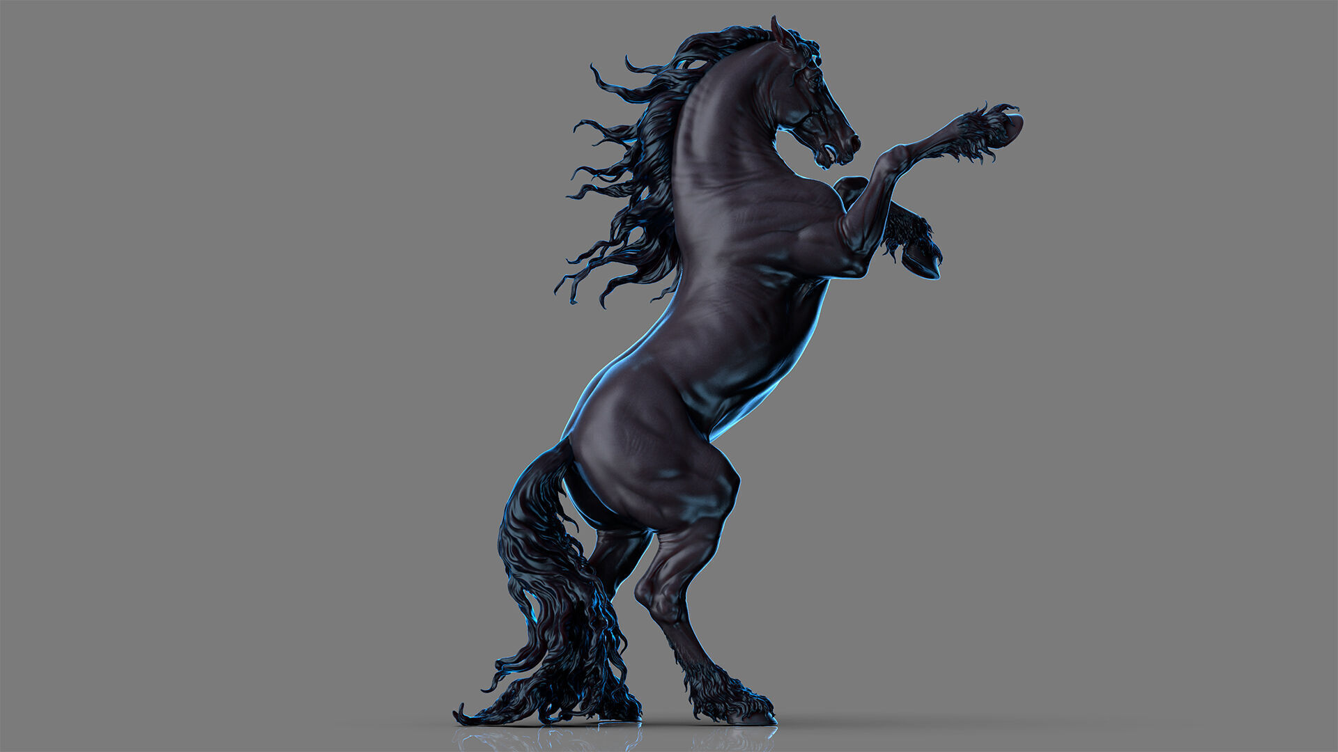 Rearing Friesian horse  - 3D Sculpting 3D print model_17