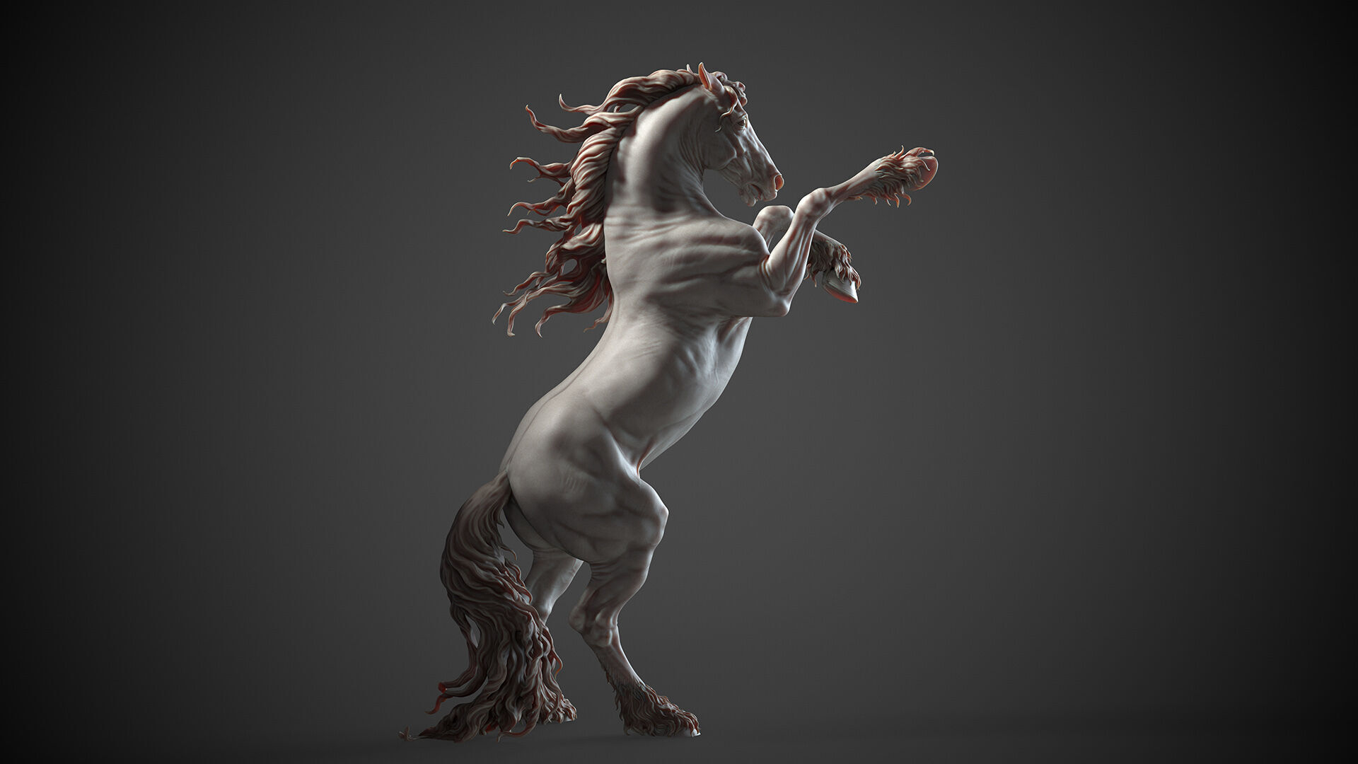 Rearing Friesian horse  - 3D Sculpting 3D print model_0