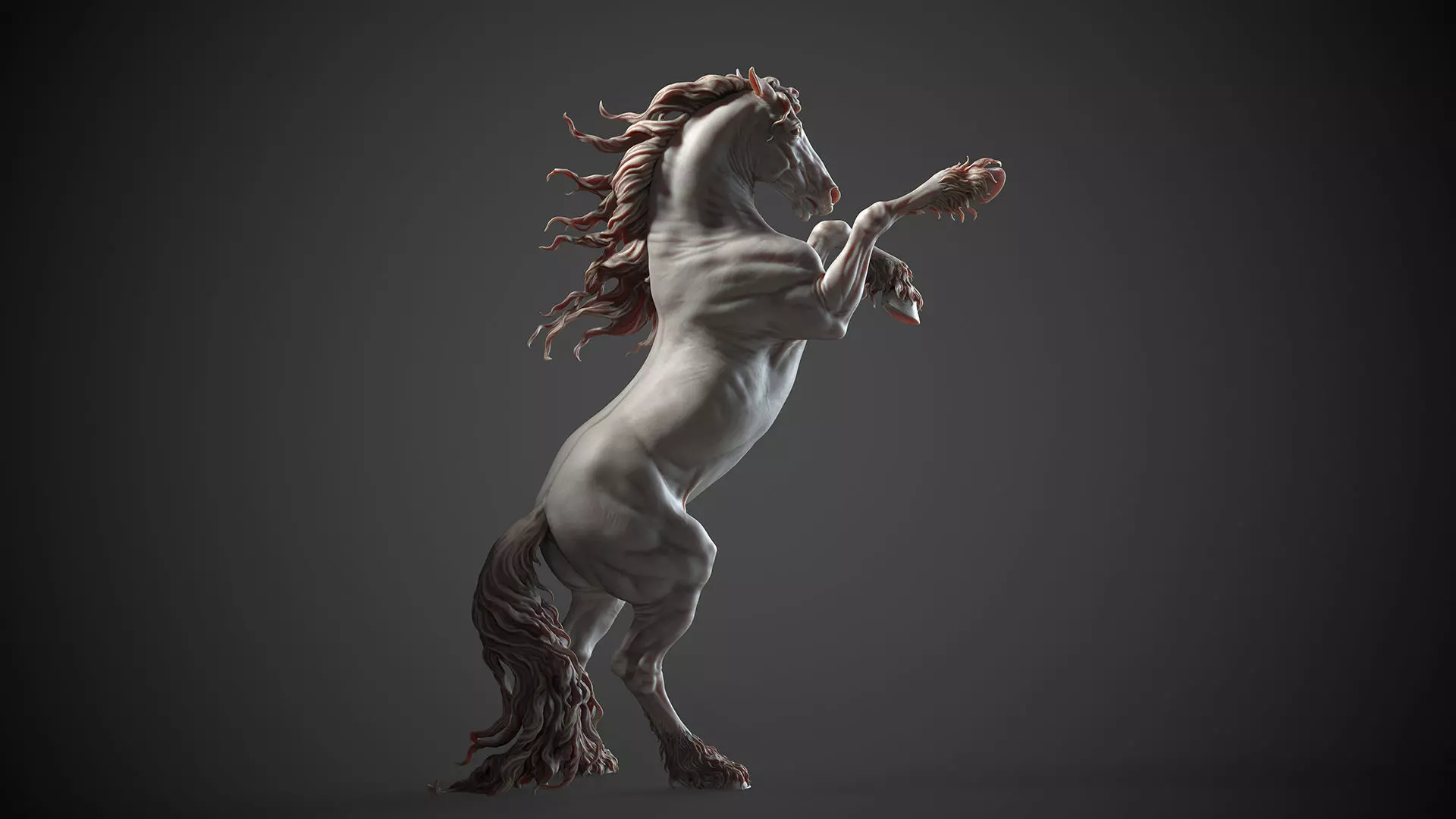 Rearing Friesian horse  - 3D Sculpting 3D print model_0