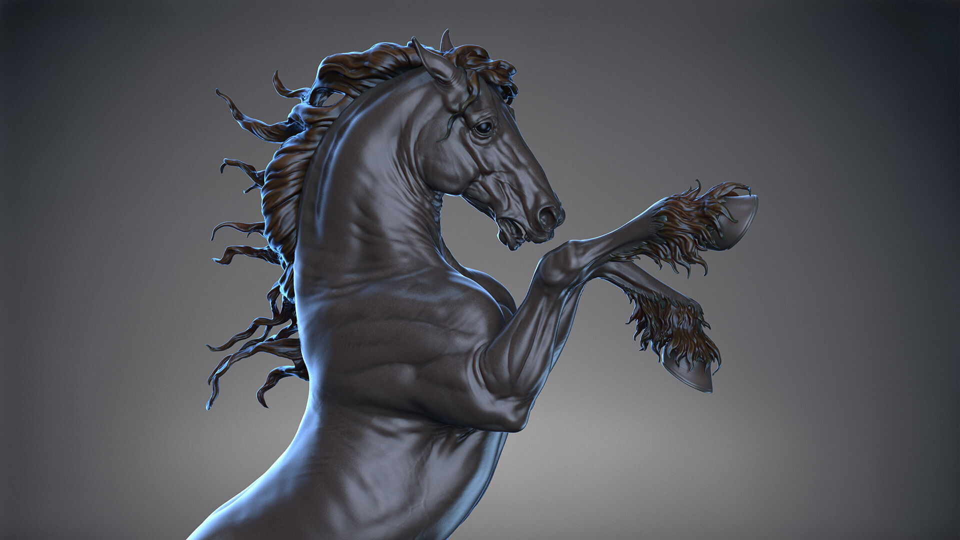 Rearing Friesian horse  - 3D Sculpting 3D print model_19