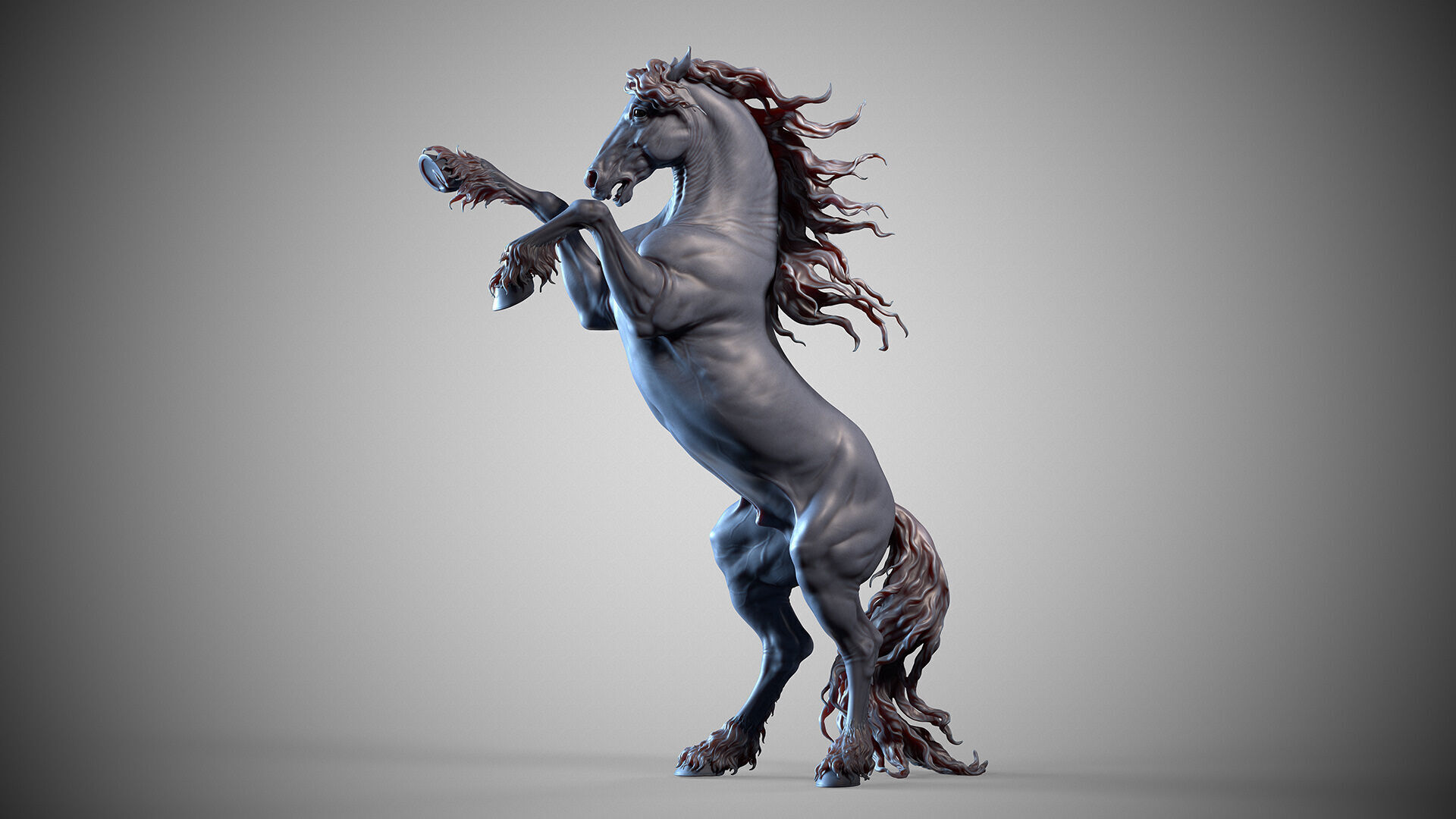 Rearing Friesian horse  - 3D Sculpting 3D print model_8