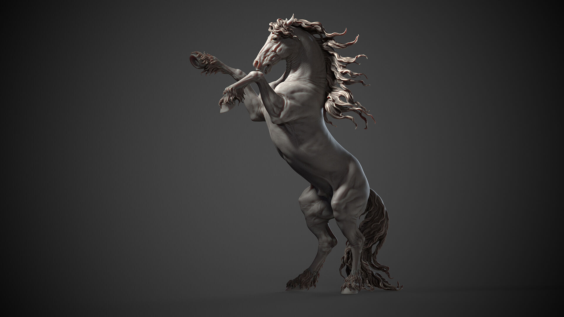 Rearing Friesian horse  - 3D Sculpting 3D print model_1