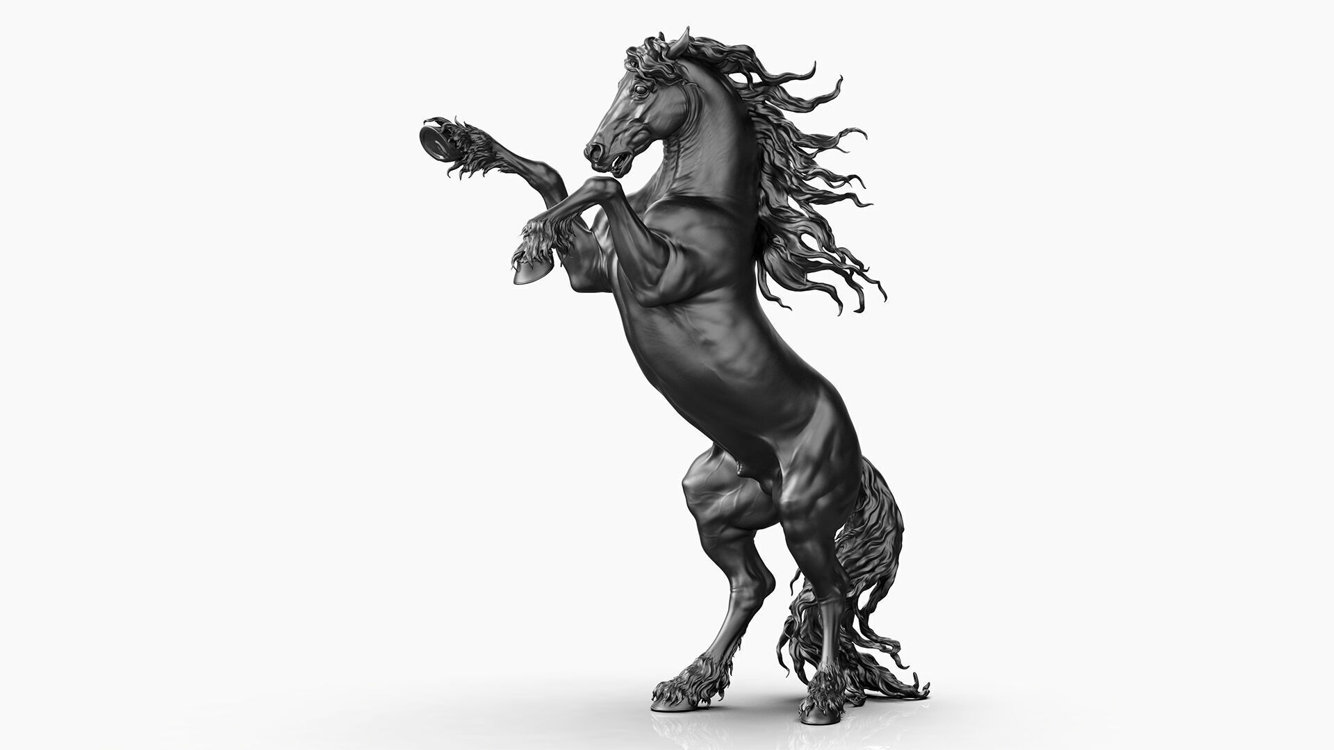 Rearing Friesian horse  - 3D Sculpting 3D print model_13