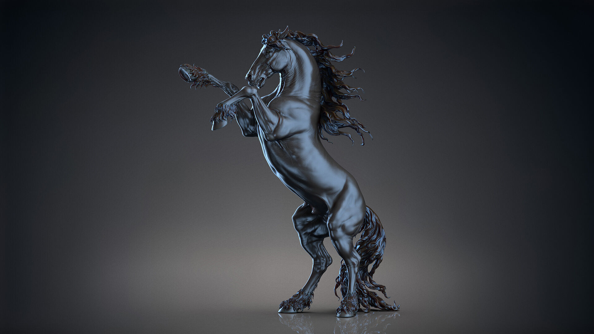 Rearing Friesian horse  - 3D Sculpting 3D print model_16