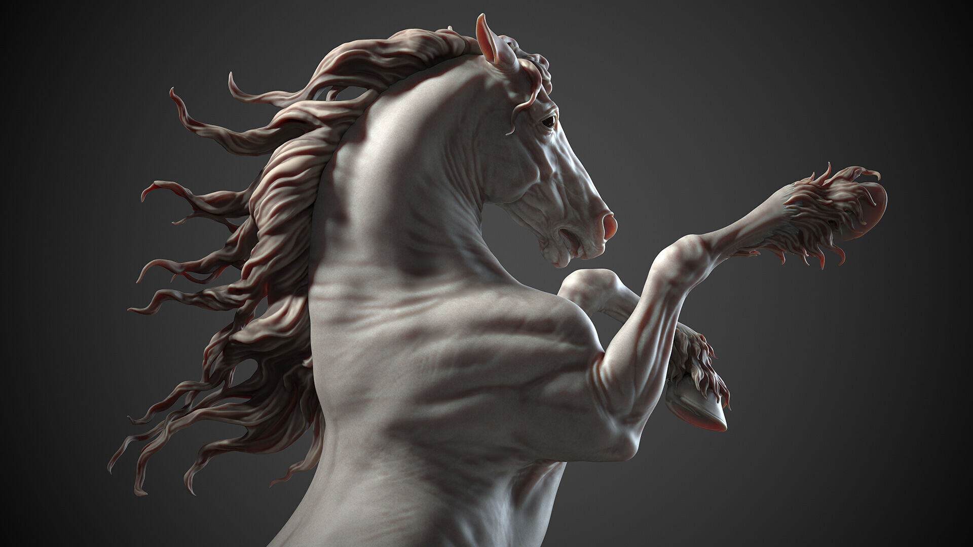 Rearing Friesian horse  - 3D Sculpting 3D print model_4