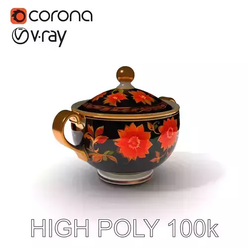 Ornate Floral Ceramic Teapot Model Pack