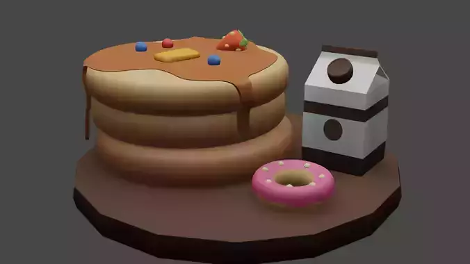 Pancakes Breakfast Low-Poly