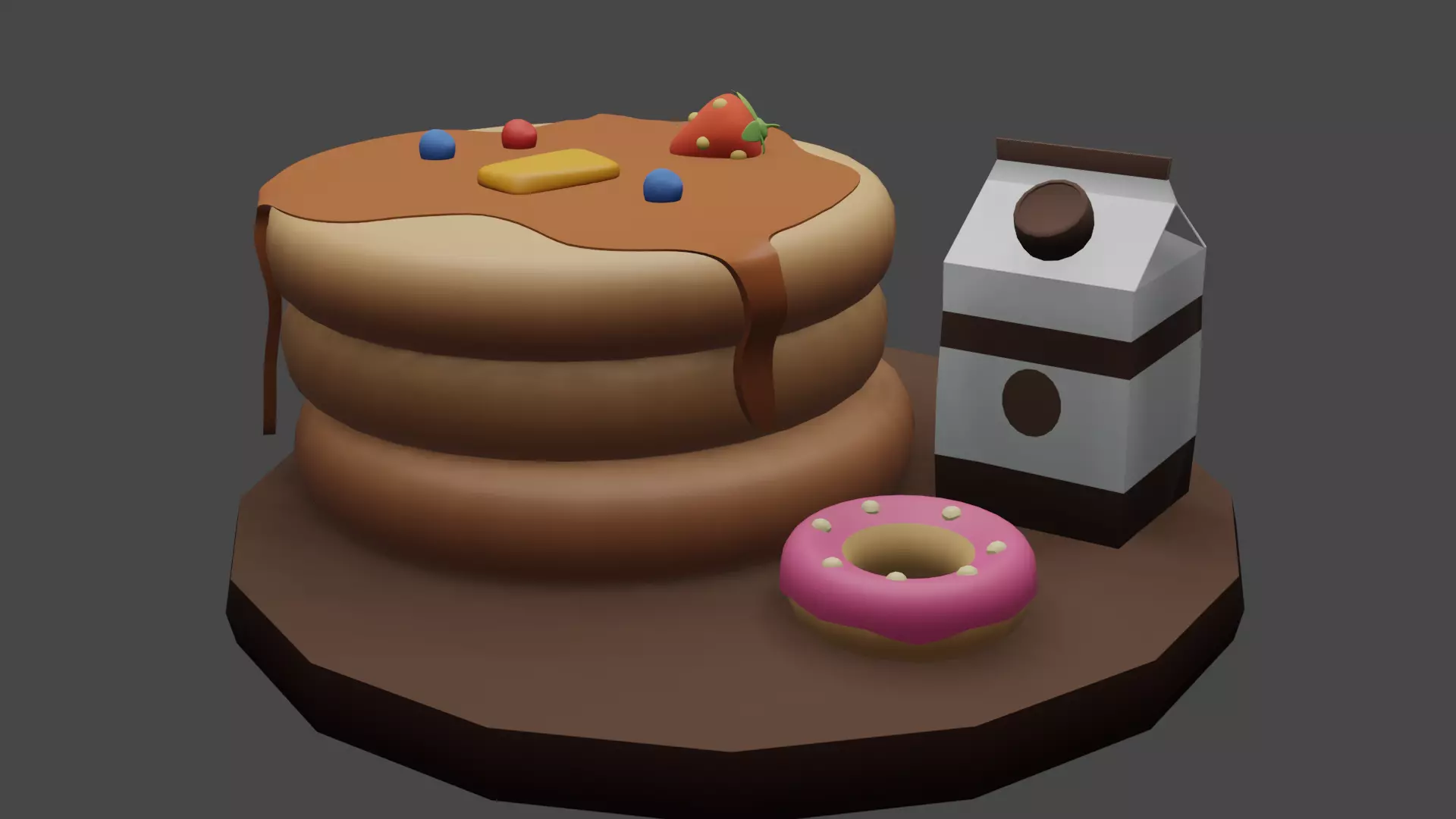 Pancakes Breakfast Low-Poly Low-poly 3D model_0