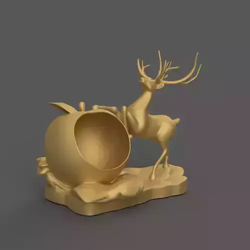 Deer Apple Sculpture  Elegant Home Decor