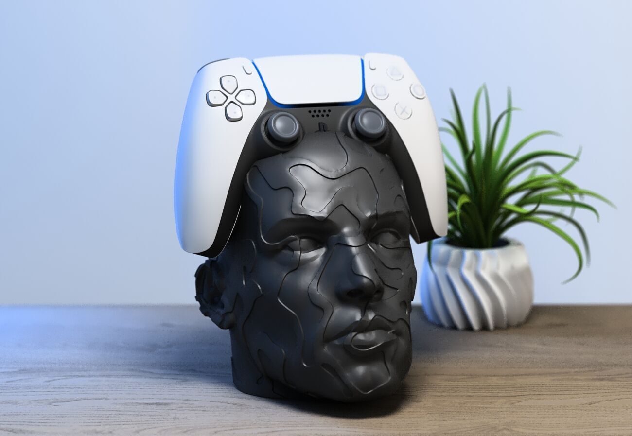 Human modern Ps5 controller stand 3D print model_1