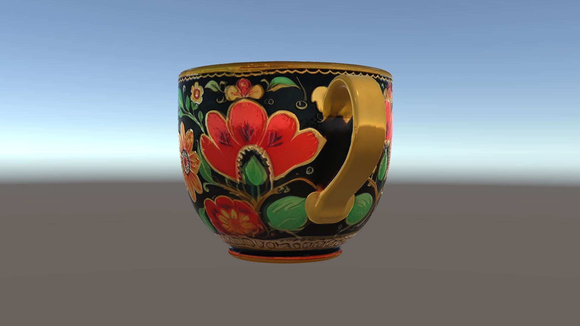 Decorative Floral Mug Model Pack Low-poly 3D model_5