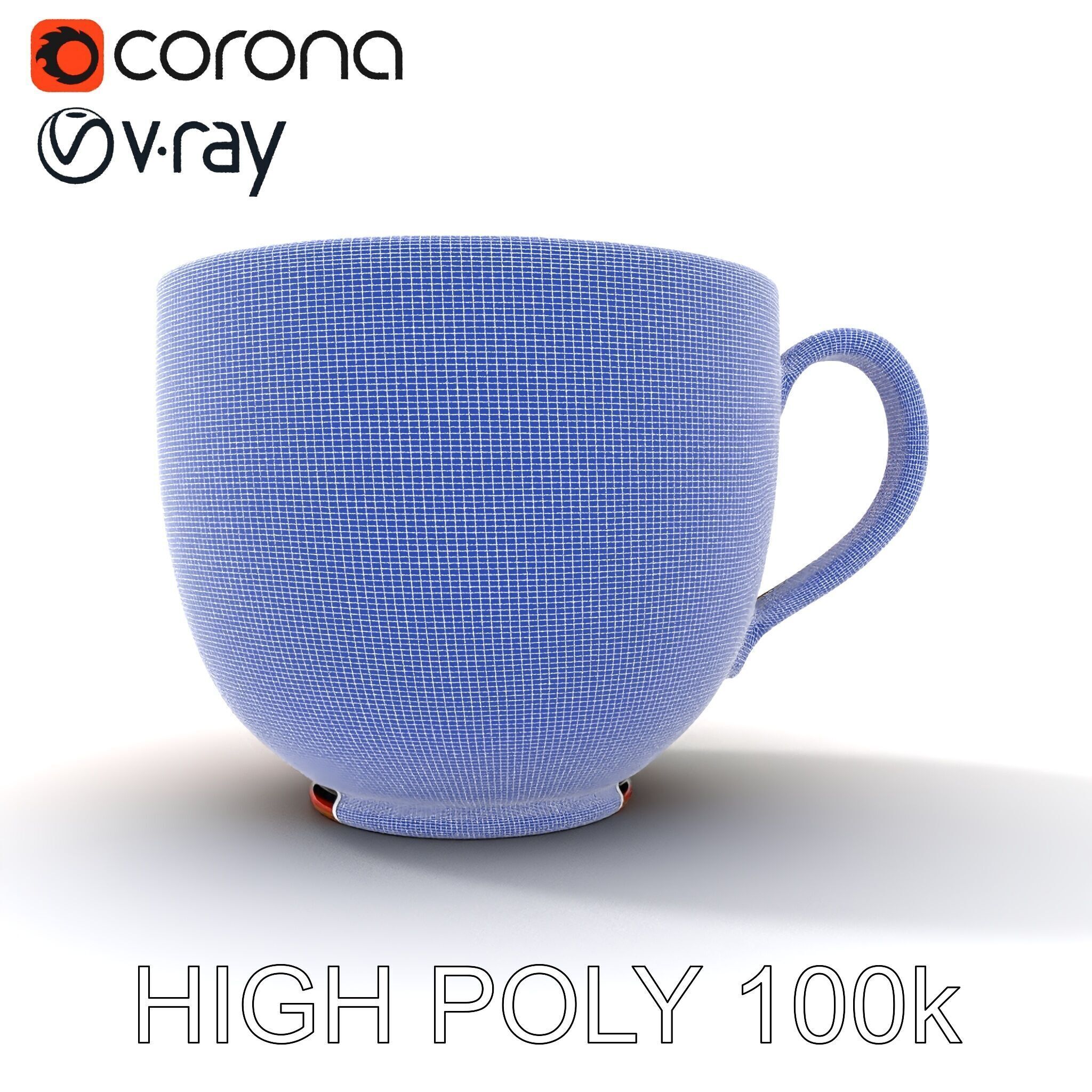 Decorative Floral Mug Model Pack Low-poly 3D model_26