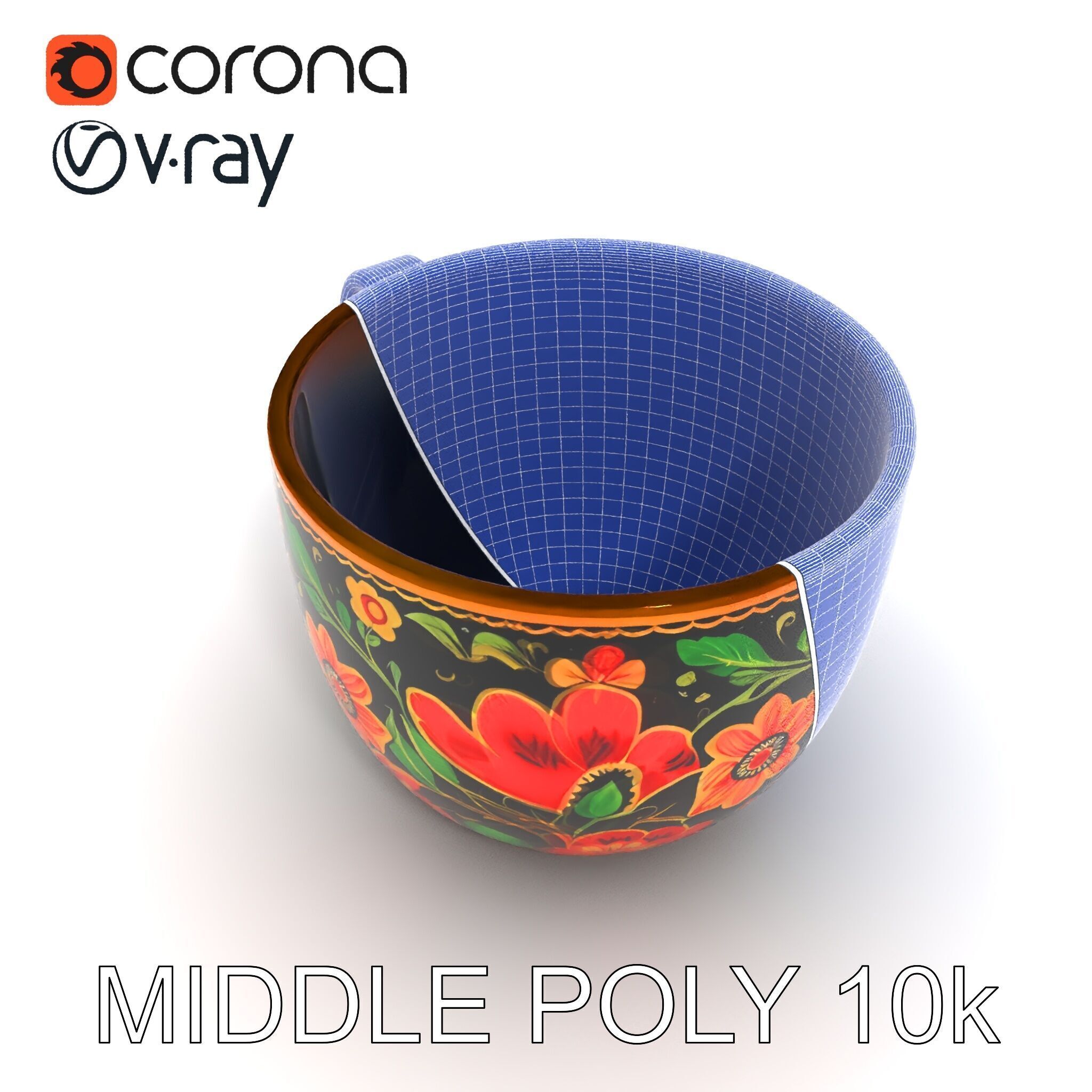 Decorative Floral Mug Model Pack Low-poly 3D model_20