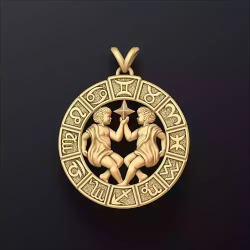 Horoscope Gemini Pendant v2 3D print model