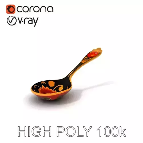 Traditional Floral Pattern Spoon Model Pack