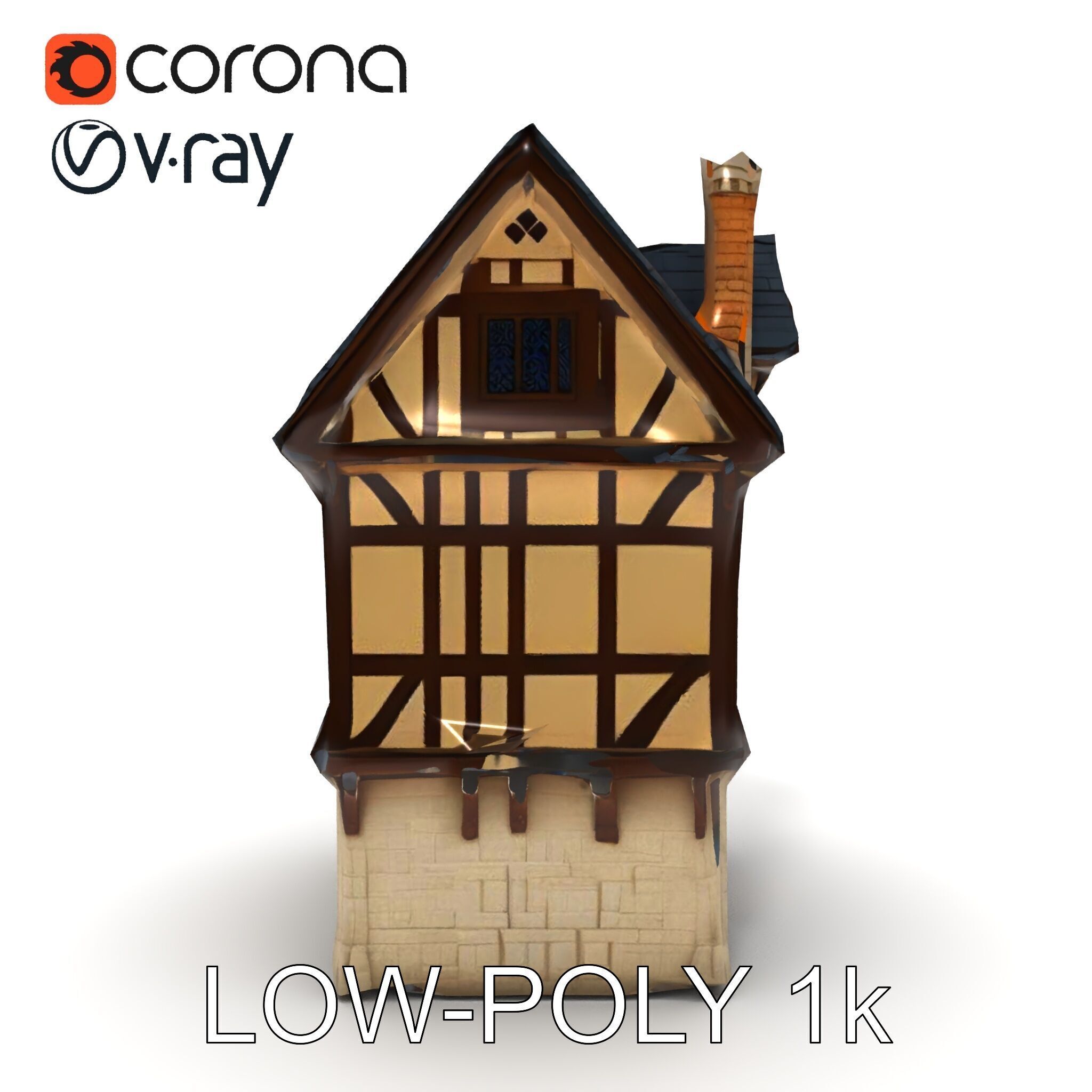 Medieval Timbered House Model Pack Low-poly 3D model_24