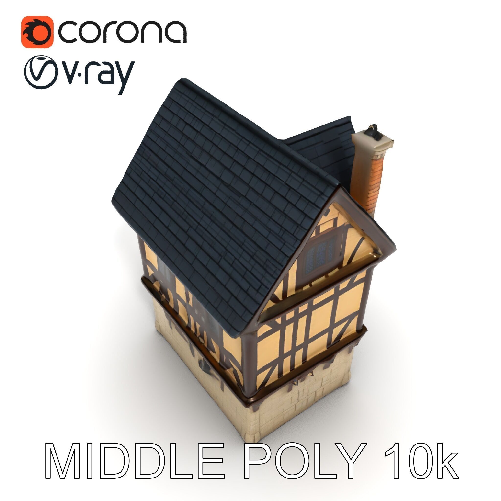 Medieval Timbered House Model Pack Low-poly 3D model_33