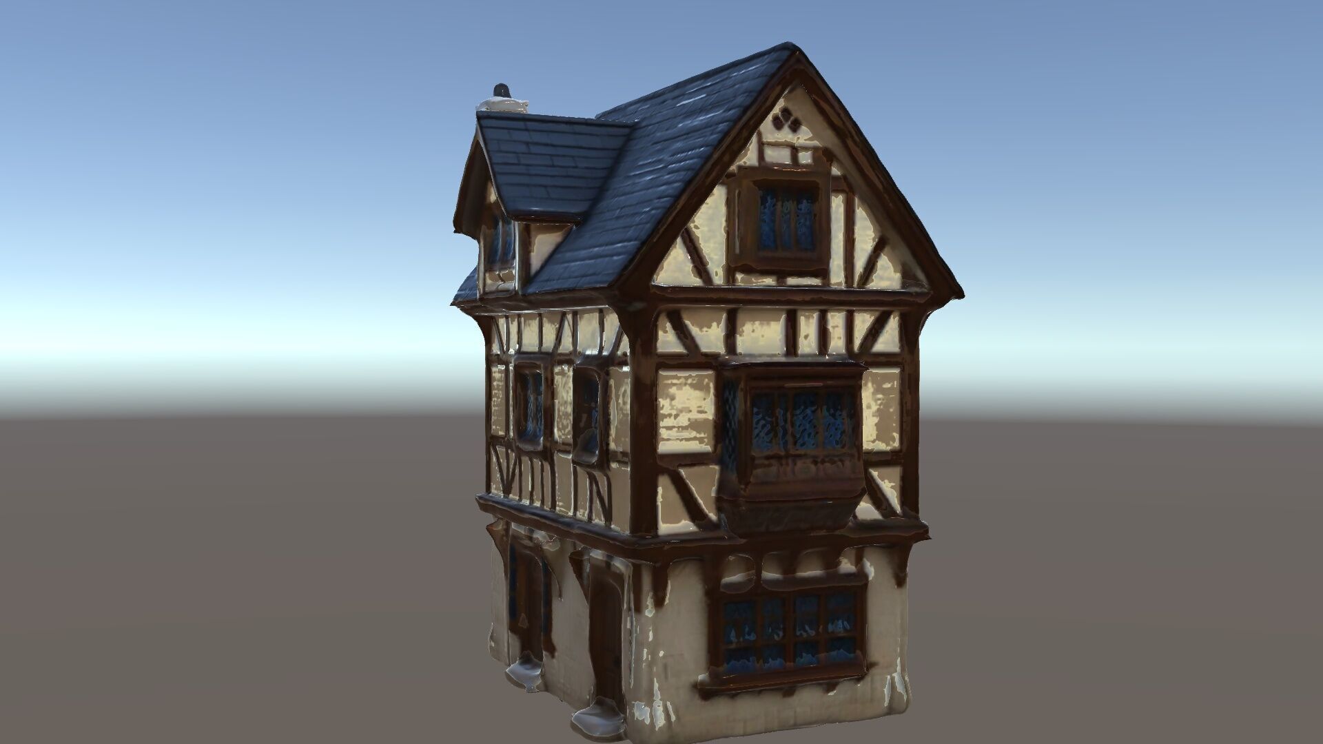 Medieval Timbered House Model Pack Low-poly 3D model_5