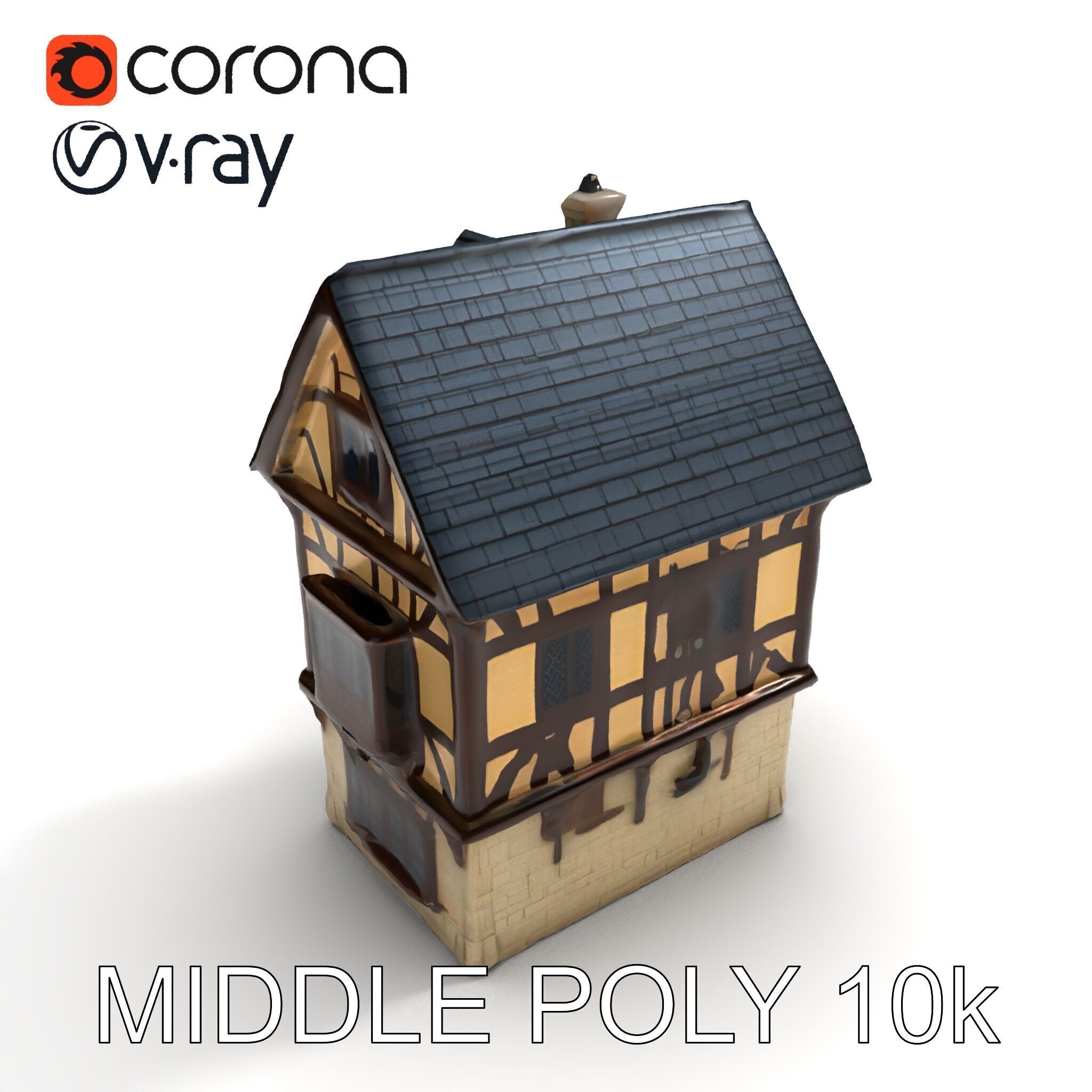Medieval Timbered House Model Pack Low-poly 3D model_18