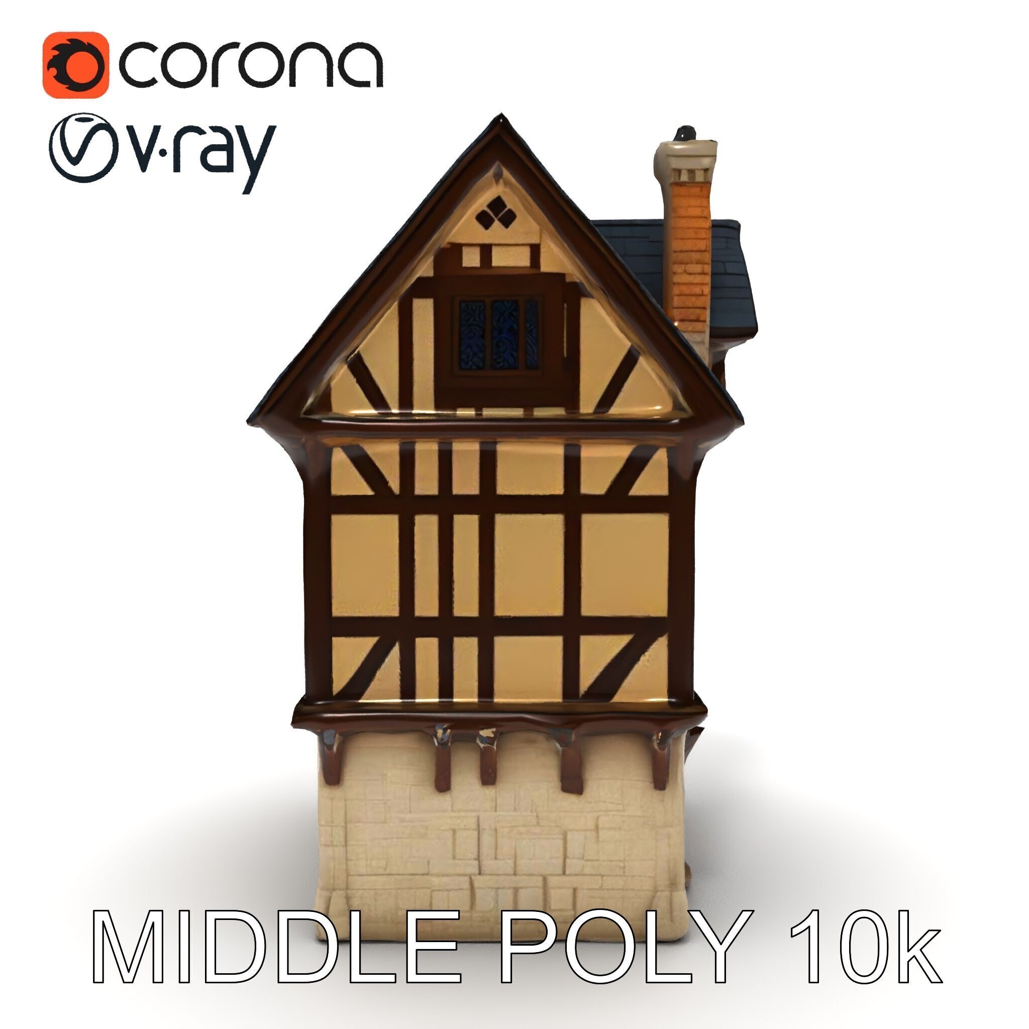 Medieval Timbered House Model Pack Low-poly 3D model_23