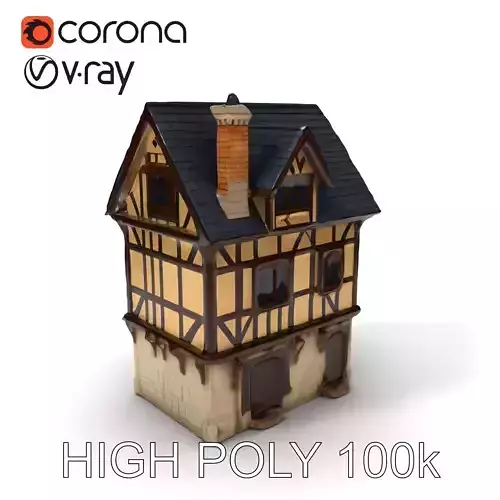 Medieval Timbered House Model Pack Low-poly 3D model