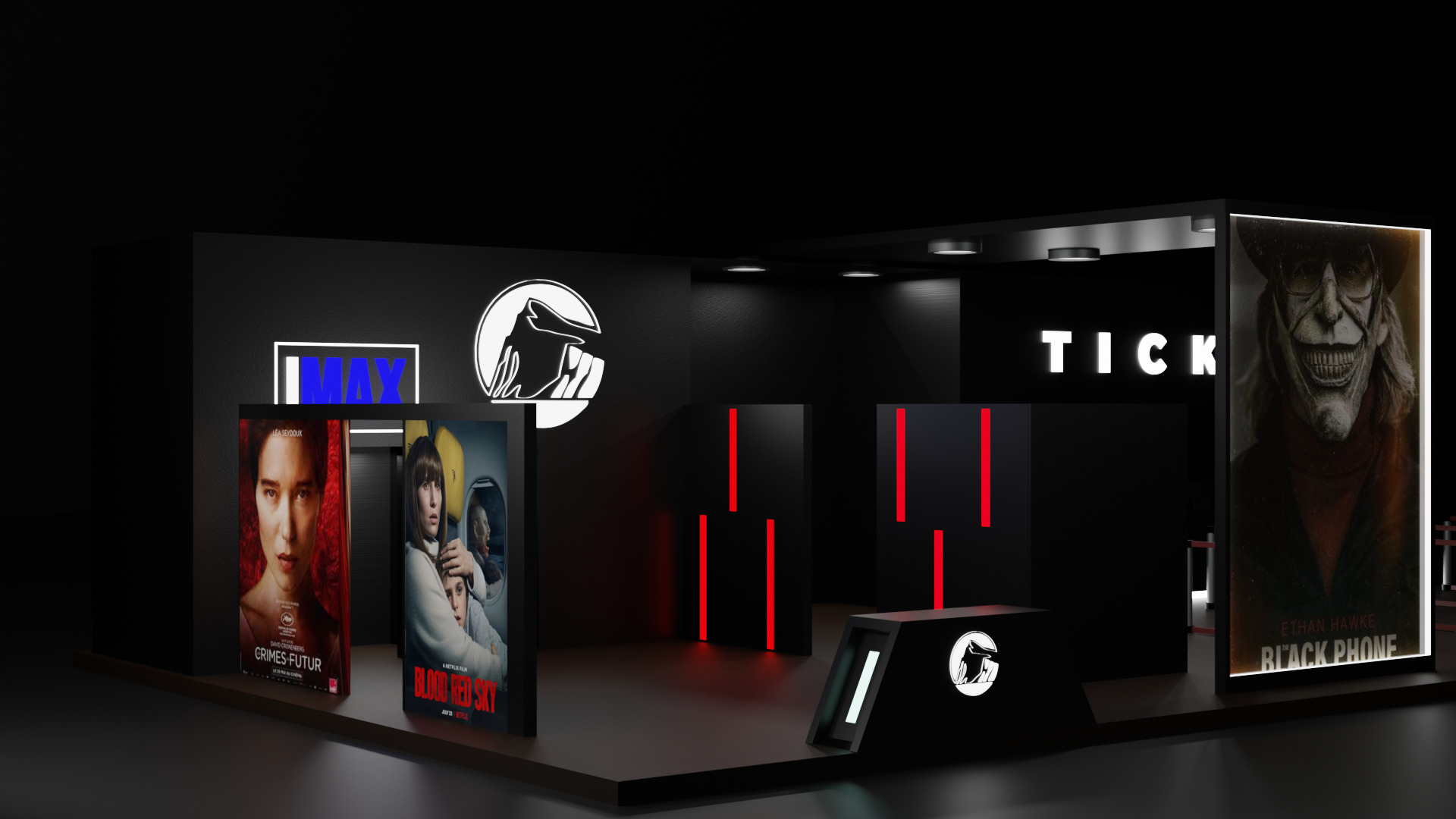 Modern ticket booth with vip entrance 3D model_1