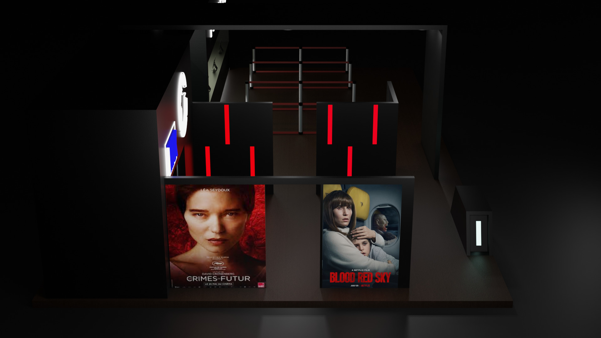 Modern ticket booth with vip entrance 3D model_3