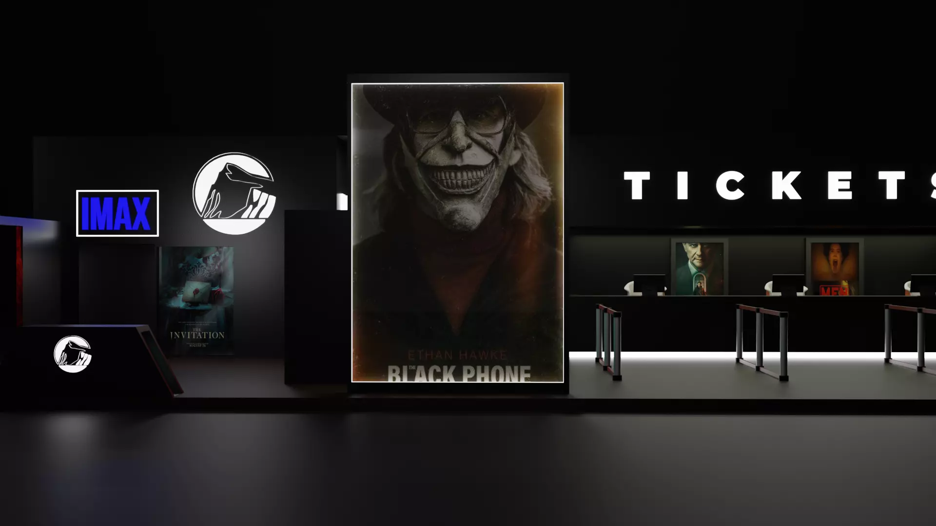 Modern ticket booth with vip entrance 3D model_0