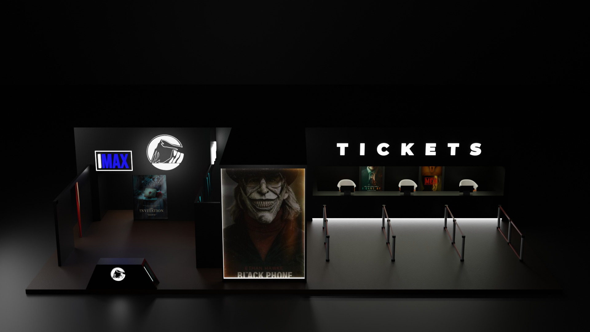Modern ticket booth with vip entrance 3D model_2