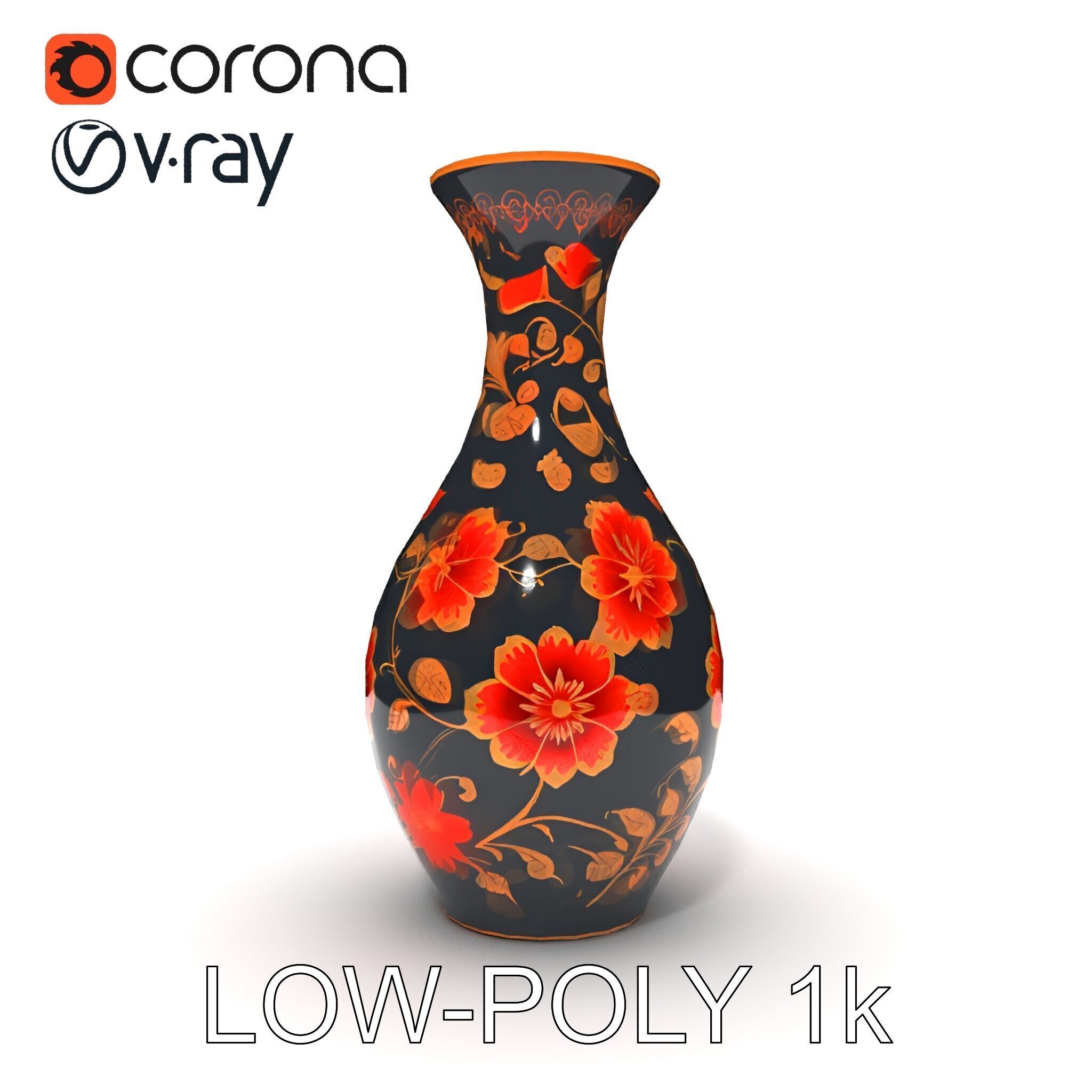 Decorative Floral Vase D Model Pack Low-poly 3D model_34
