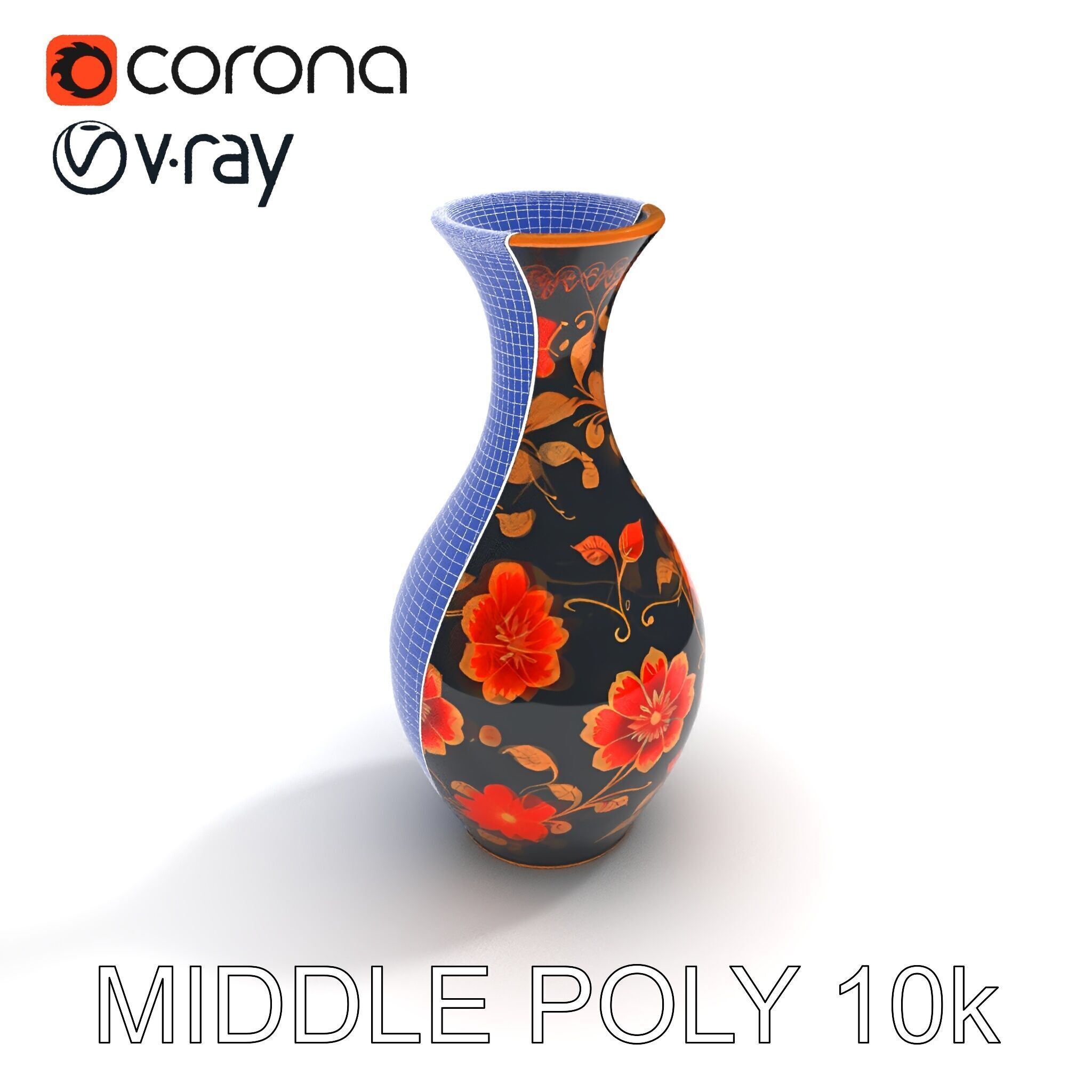 Decorative Floral Vase D Model Pack Low-poly 3D model_9