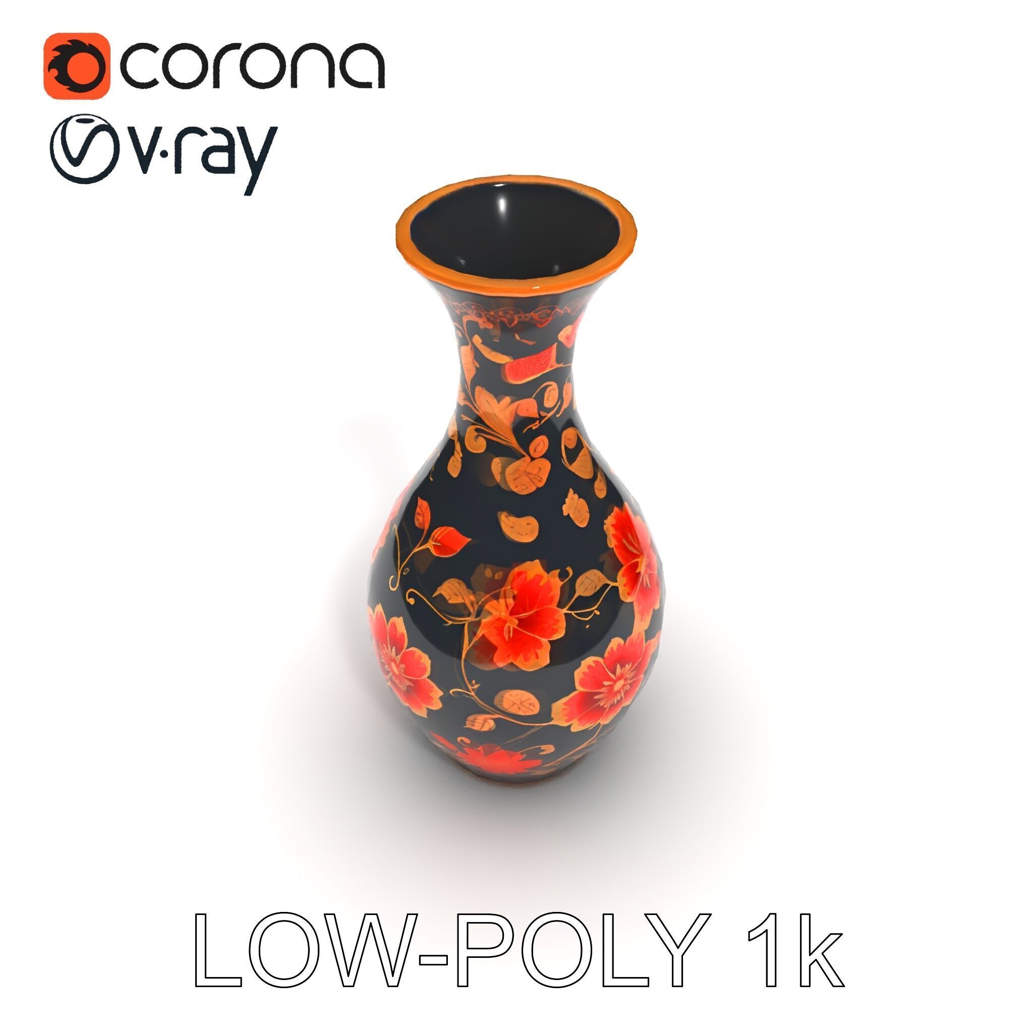 Decorative Floral Vase D Model Pack Low-poly 3D model_23