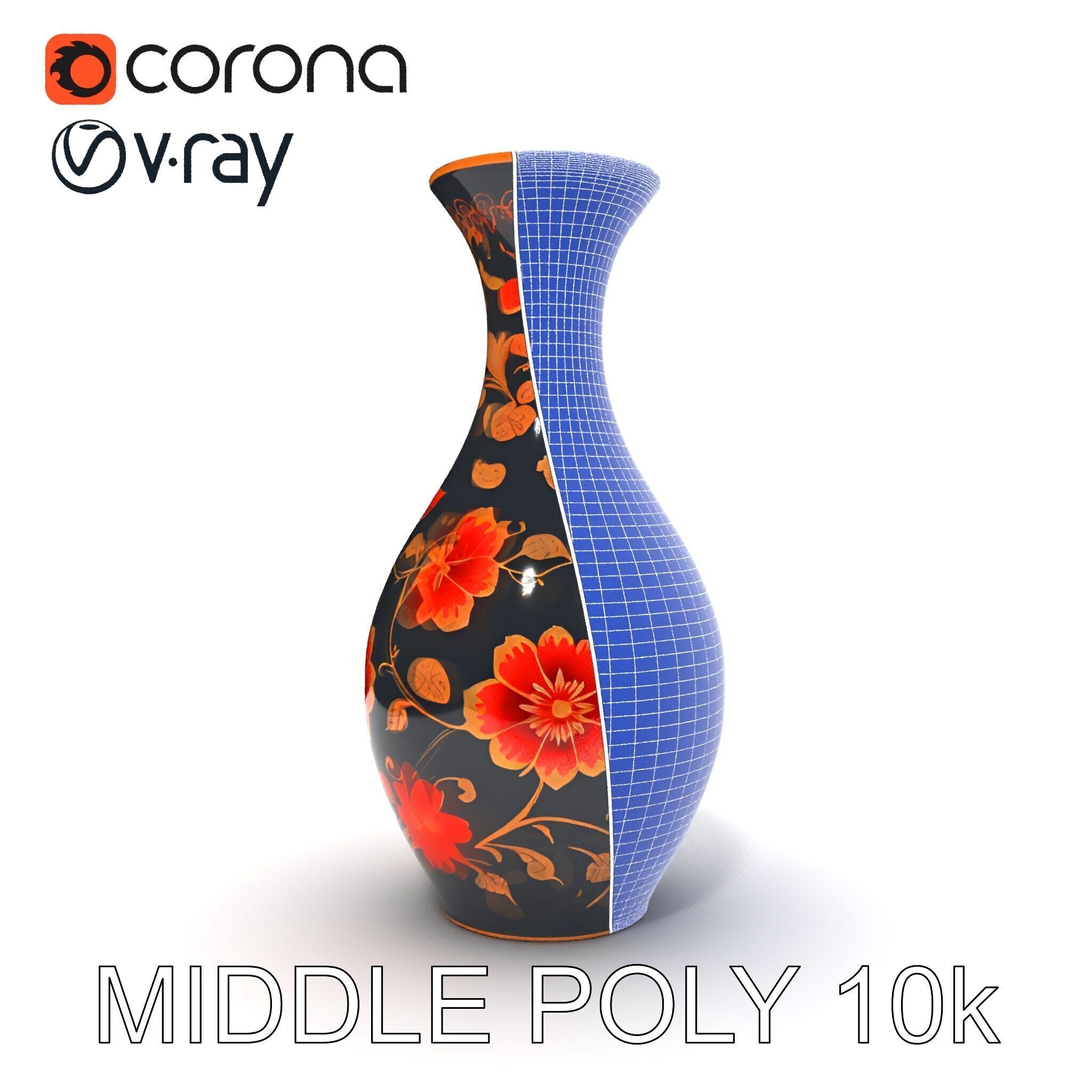 Decorative Floral Vase D Model Pack Low-poly 3D model_28